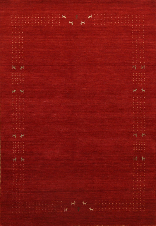 Red Handmade Gabbeh Oriental Area Rug 6x8