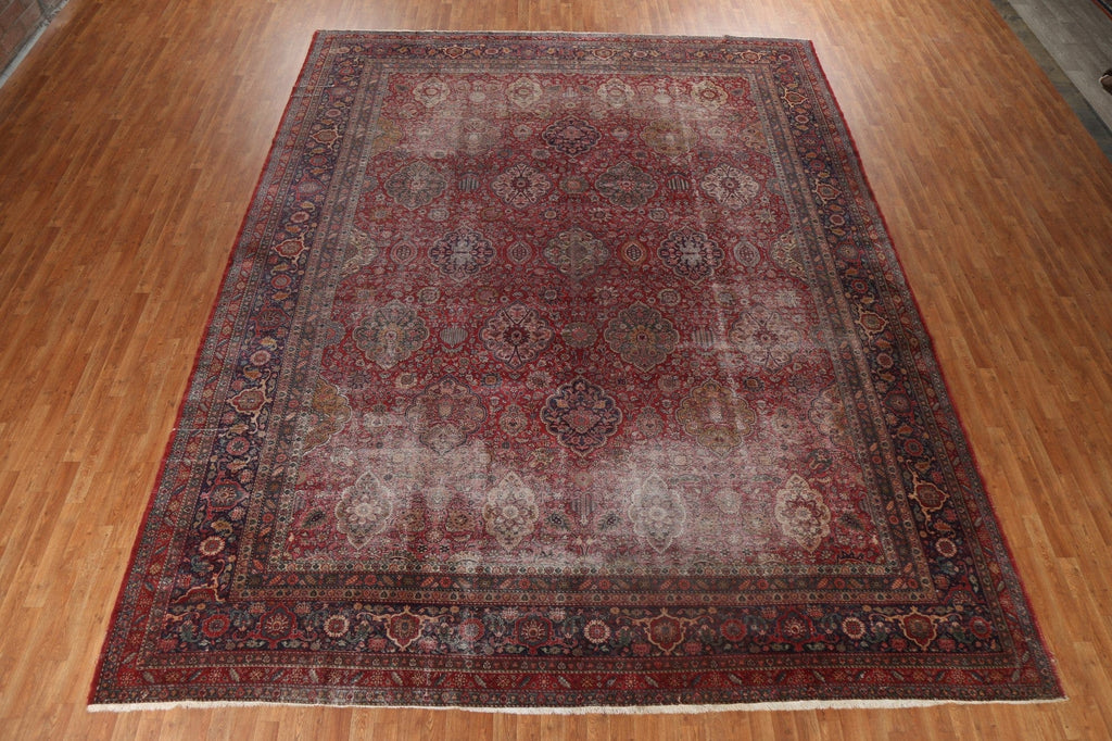 Pre-1900 Antique Vegetable Dye Mahal Persian Rug 12x15