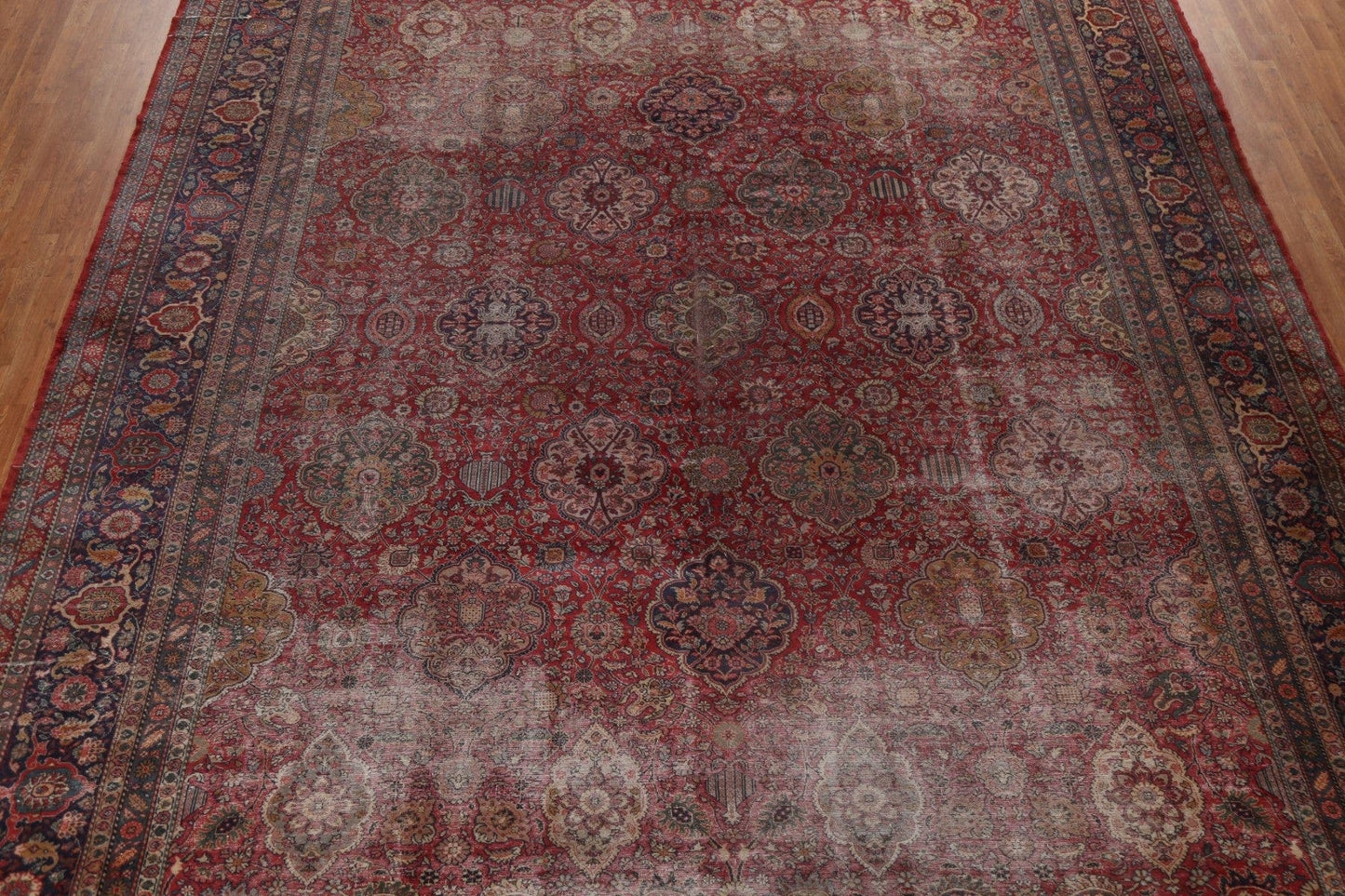 Pre-1900 Antique Vegetable Dye Mahal Persian Rug 12x15