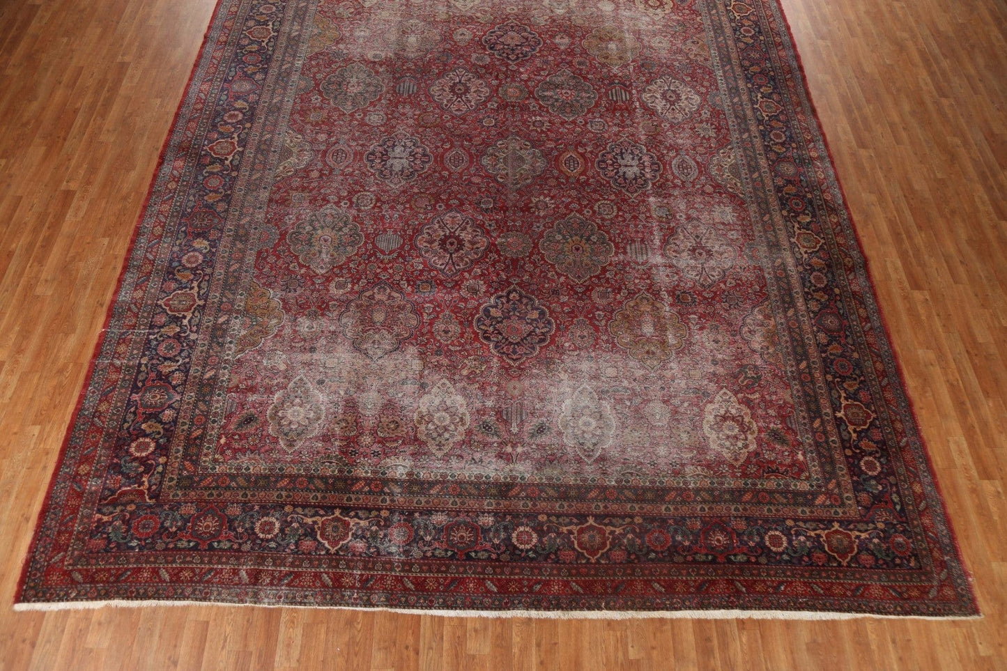 Pre-1900 Antique Vegetable Dye Mahal Persian Rug 12x15