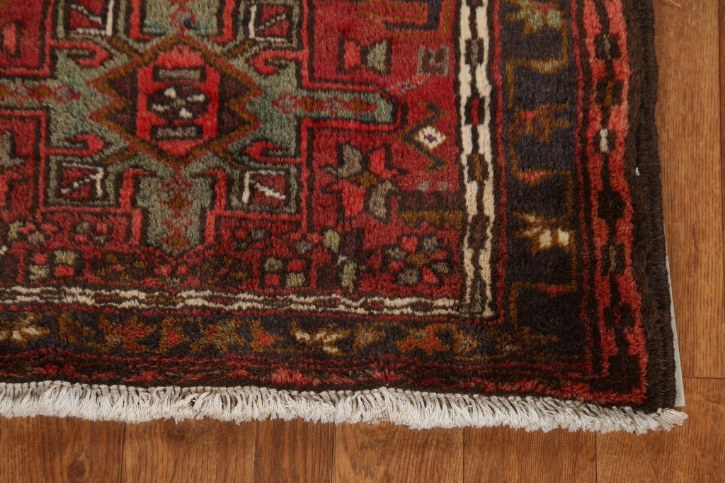 Tribal Geometric Red Gharajeh Persian Runner Rug 2x6