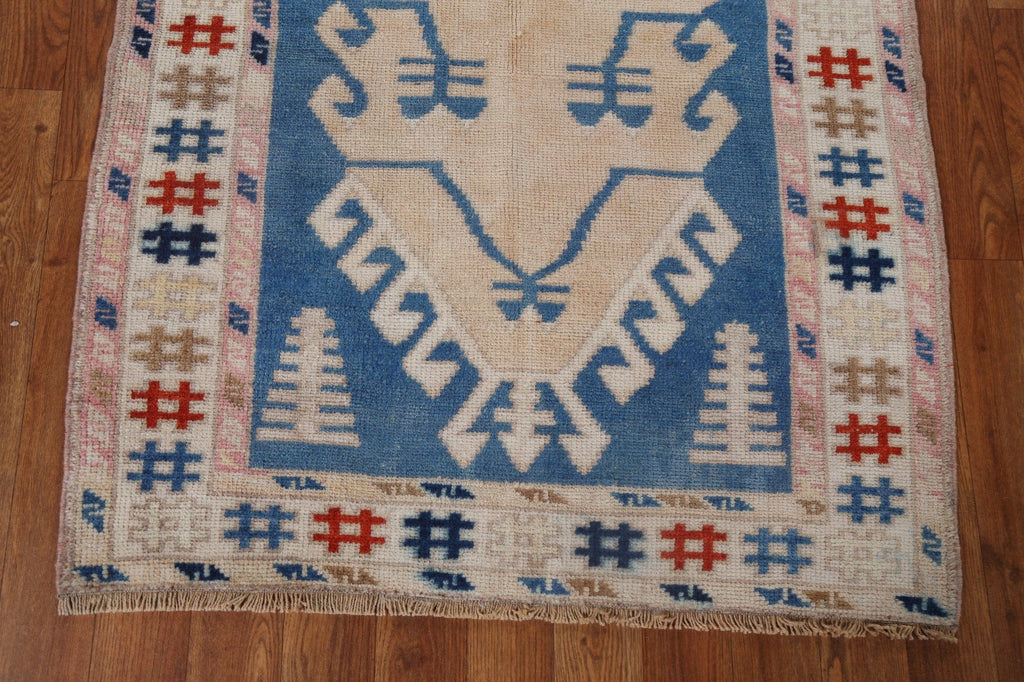 Vintage Geometric Anatolian Turkish Wool Rug 3x4