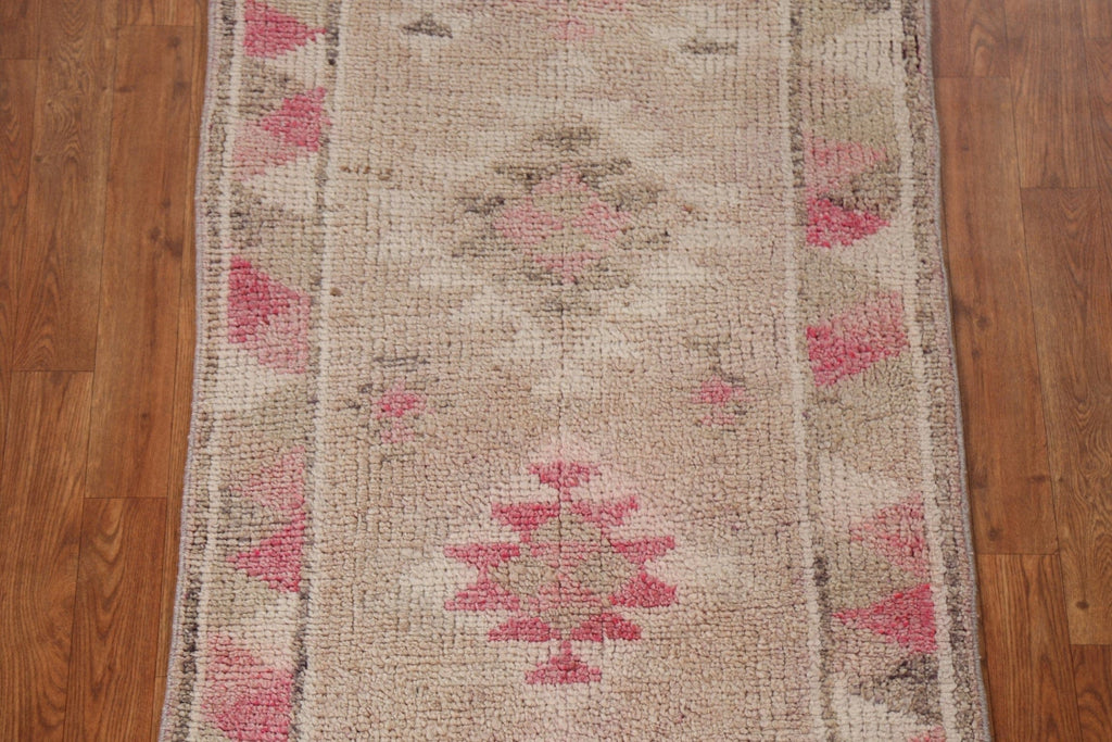 Antique Look Oushak Turkish Runner Rug 3x11