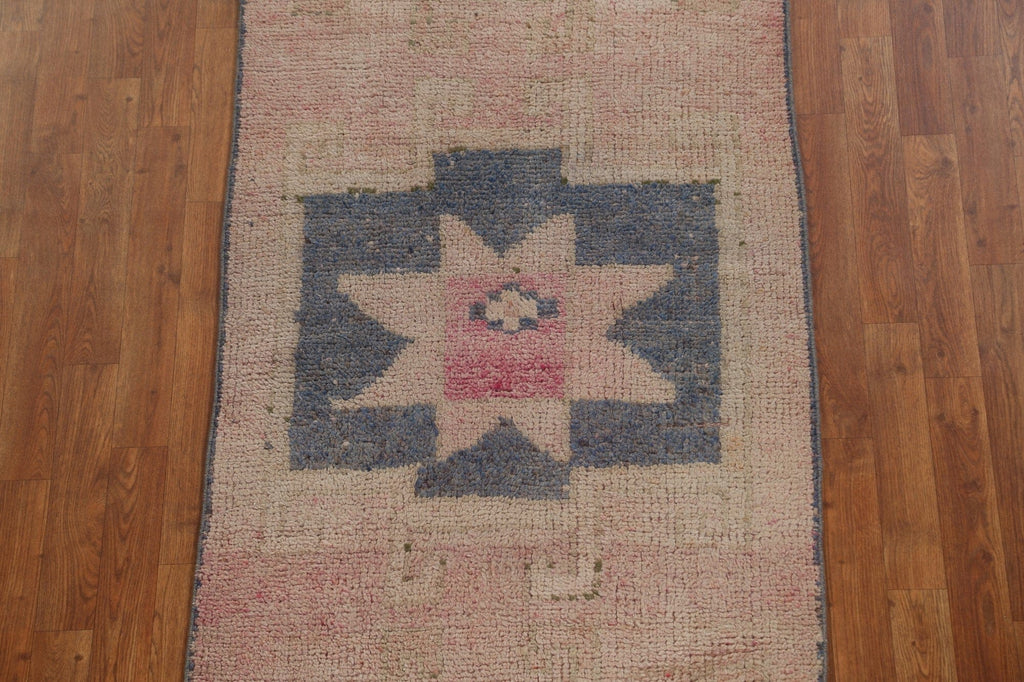 Vintage Geometric Oushak Turkish Runner Rug 3x11