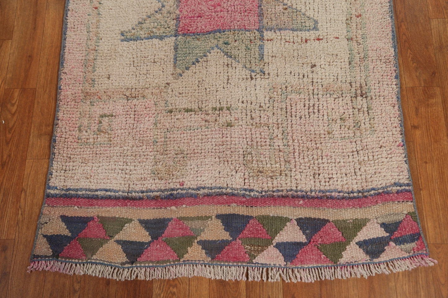 Vintage Geometric Oushak Turkish Runner Rug 3x11