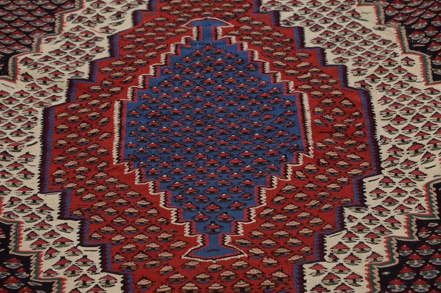 Vegetable Dye Kilim Senneh Vintage Persian Rug 4x5