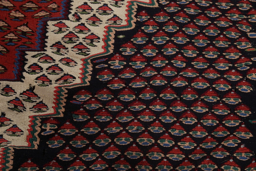 Vegetable Dye Kilim Senneh Vintage Persian Rug 4x5