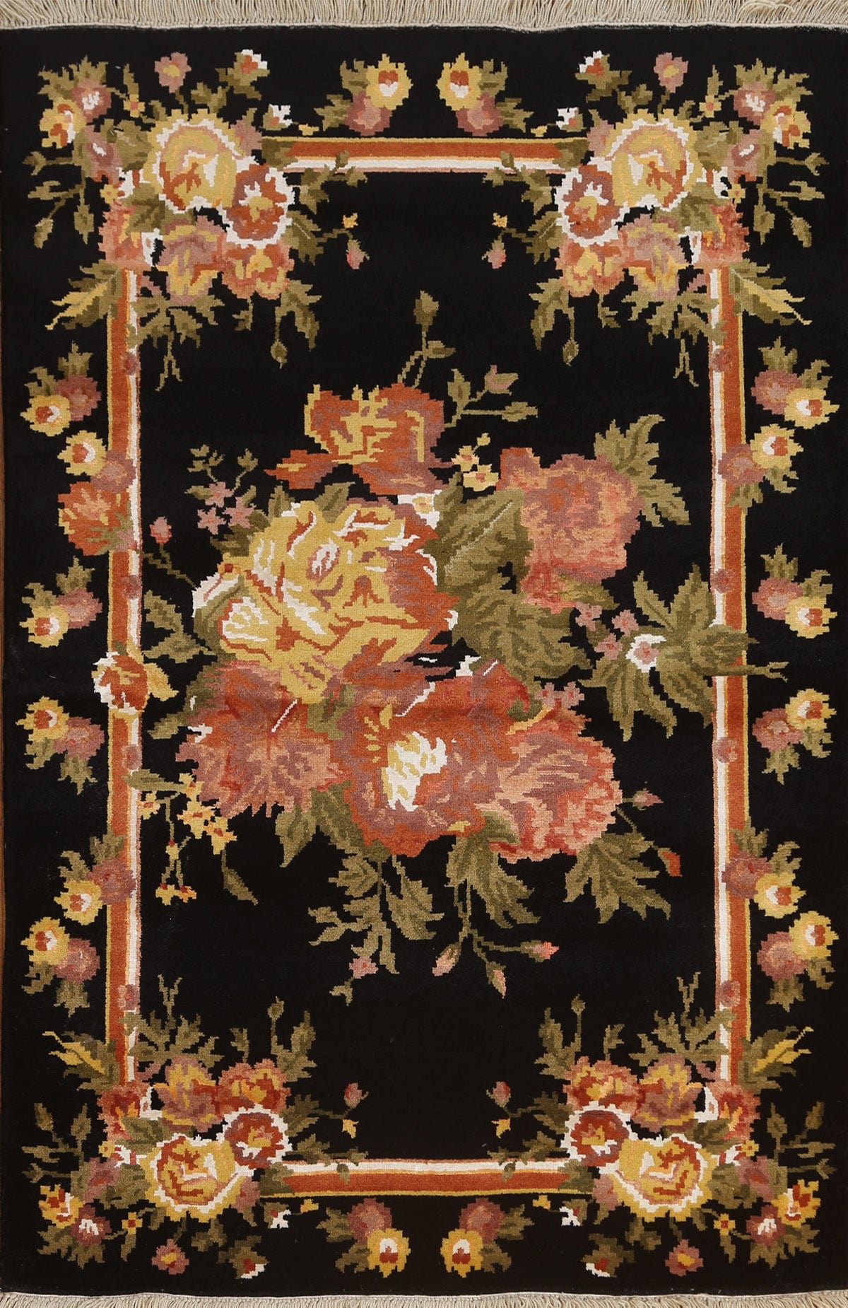 Vegetable Dye Aubusson Oriental Area Rug 4x6