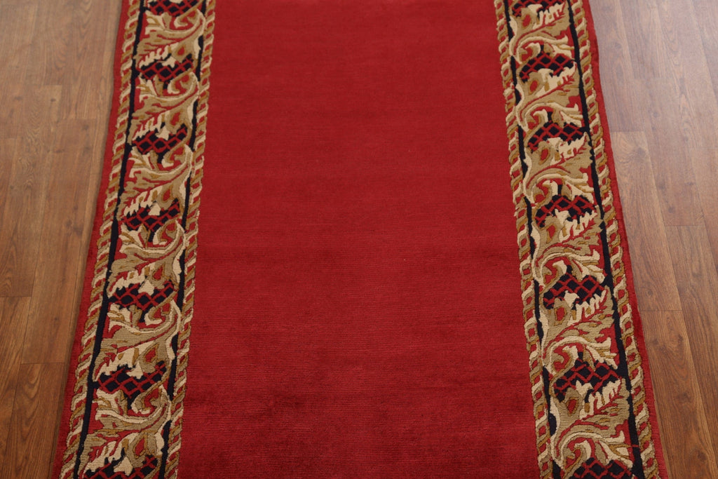 Red Bordered Nepalese Oriental Area Rug 4x5