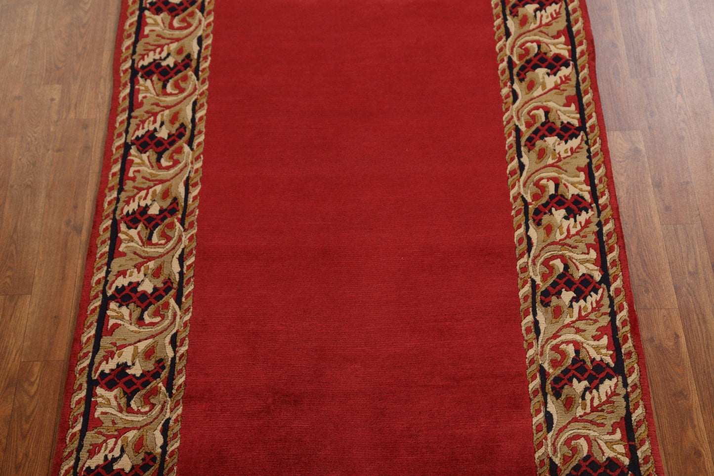 Red Bordered Nepalese Oriental Area Rug 4x5