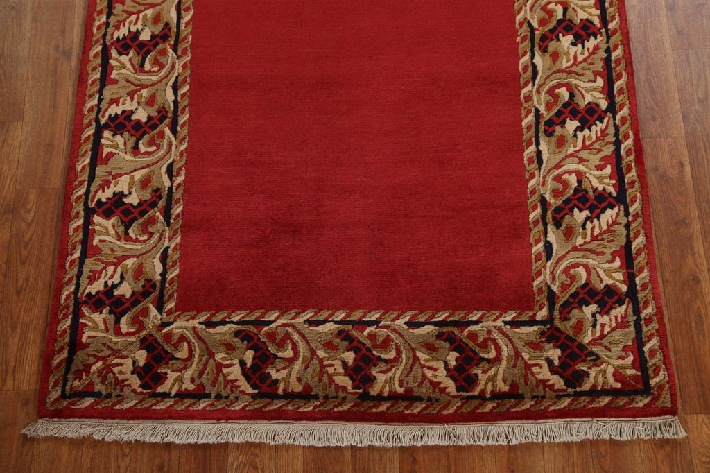 Red Bordered Nepalese Oriental Area Rug 4x5