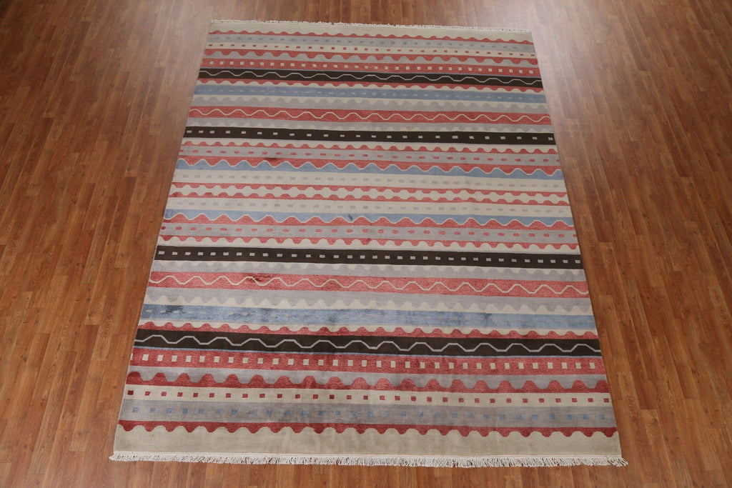 Striped Wool Abstract Oriental Area Rug 8x10