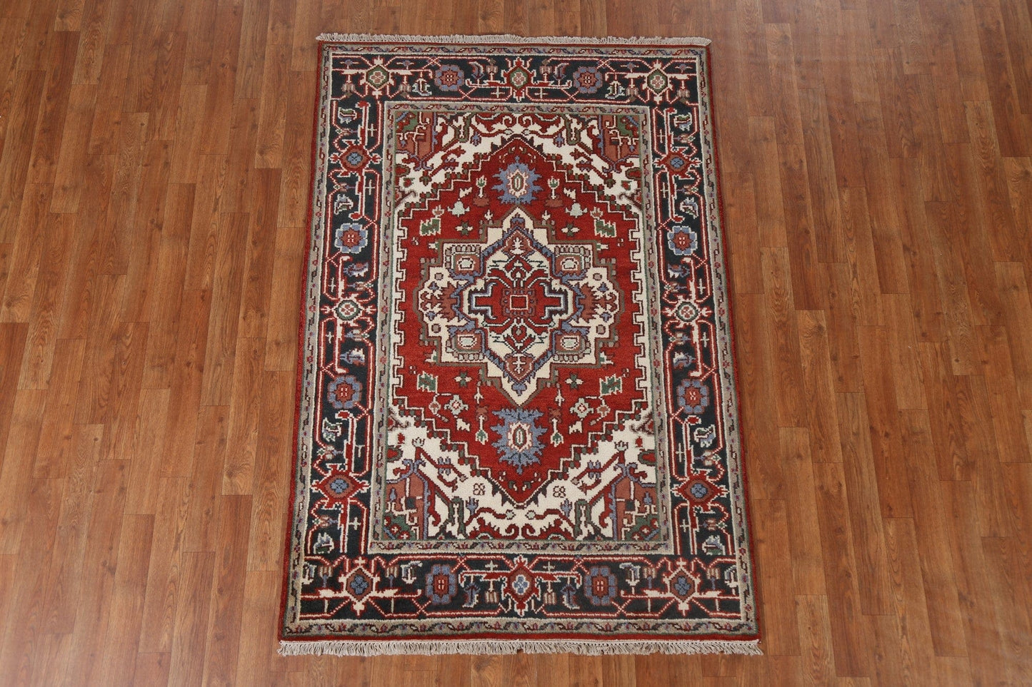 Hand-Knotted Heriz Serapi Oriental Area Rug 4x6