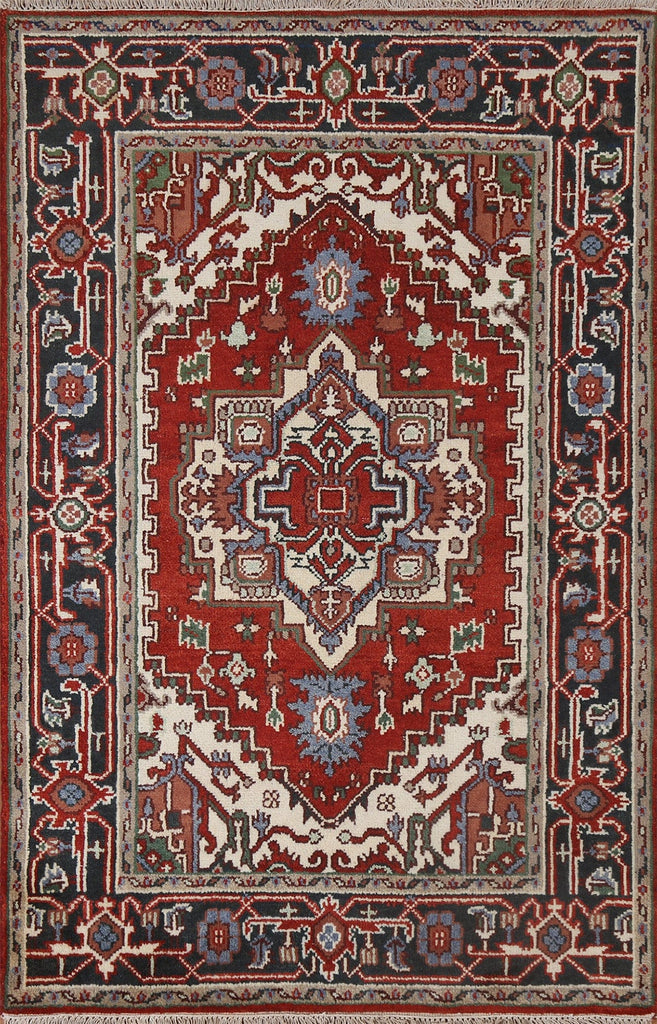 Hand-Knotted Heriz Serapi Oriental Area Rug 4x6