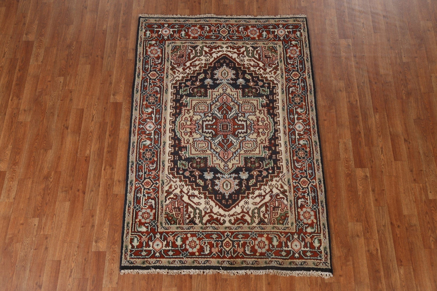 Hand-Knotted Wool Heriz Serapi Oriental Area Rug 4x6