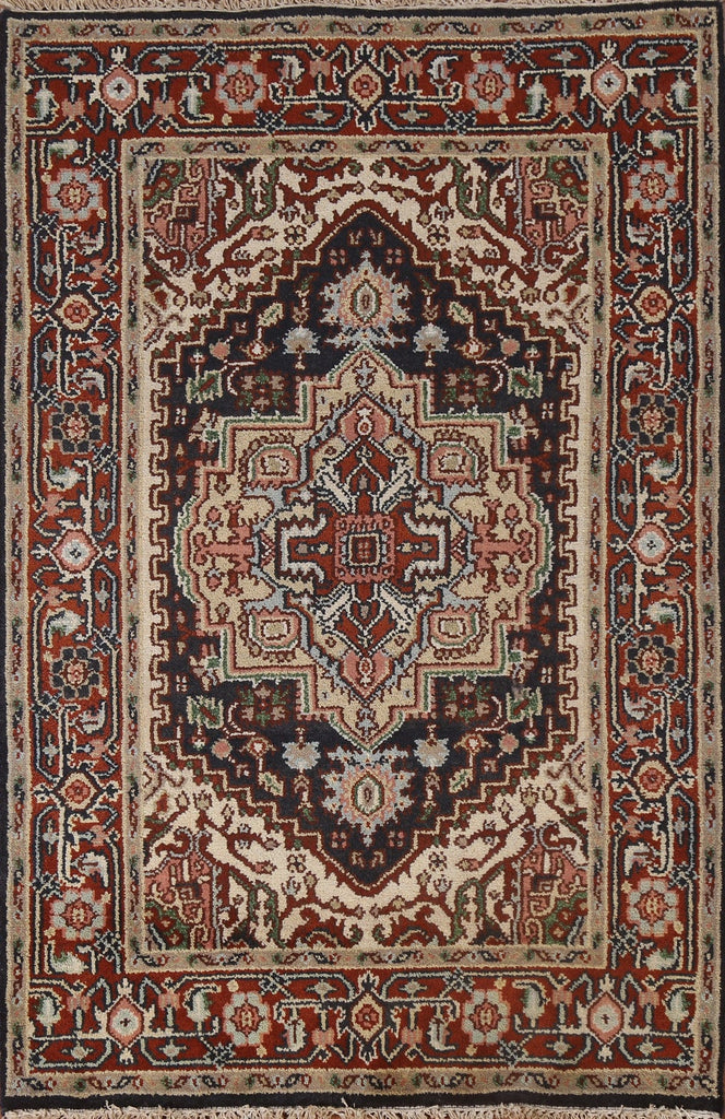 Hand-Knotted Wool Heriz Serapi Oriental Area Rug 4x6