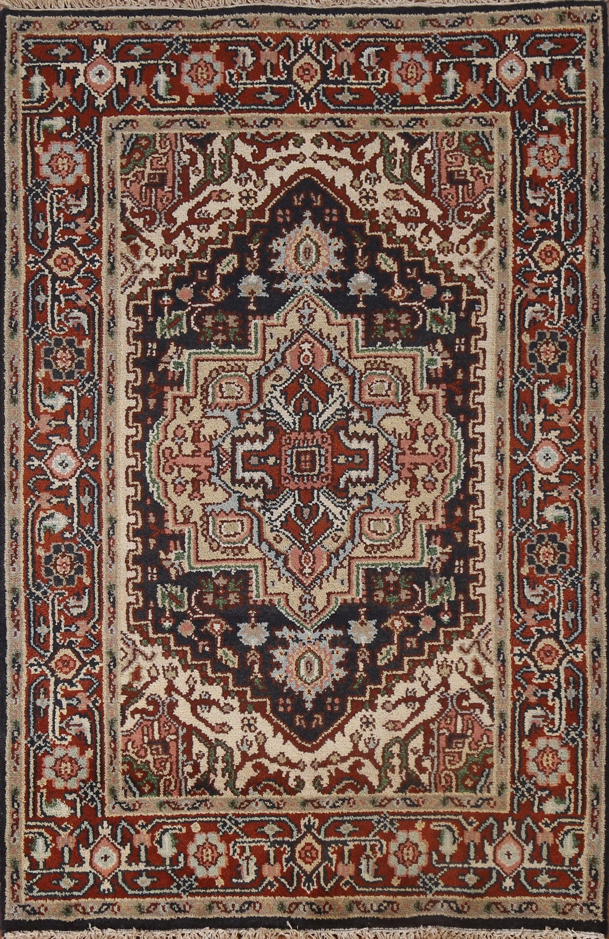 Hand-Knotted Wool Heriz Serapi Oriental Area Rug 4x6