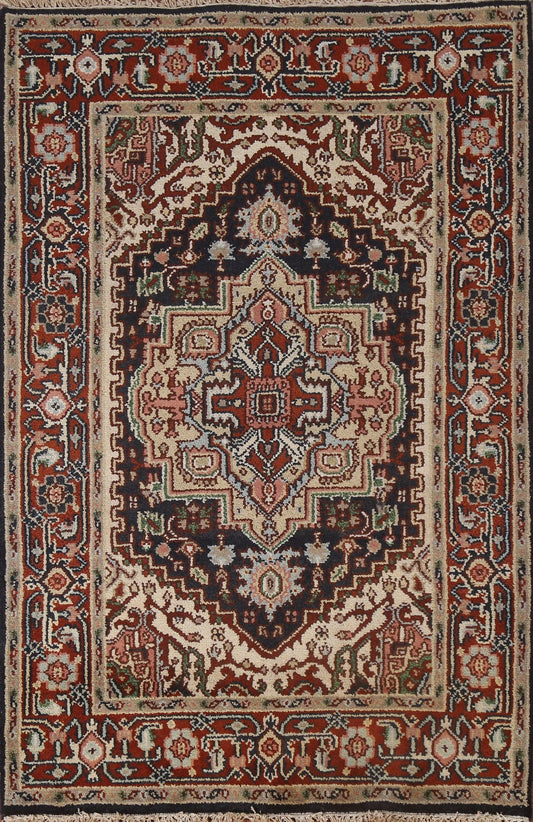 Hand-Knotted Wool Heriz Serapi Oriental Area Rug 4x6