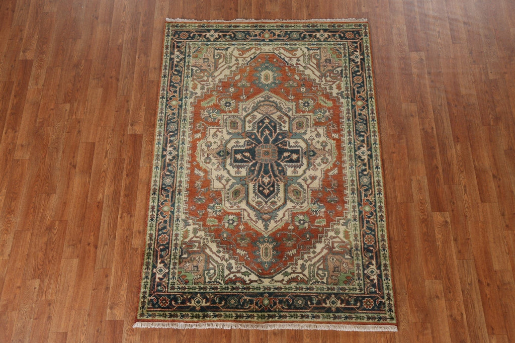 Geometric Wool Heriz Serapi Oriental Area Rug 4x6