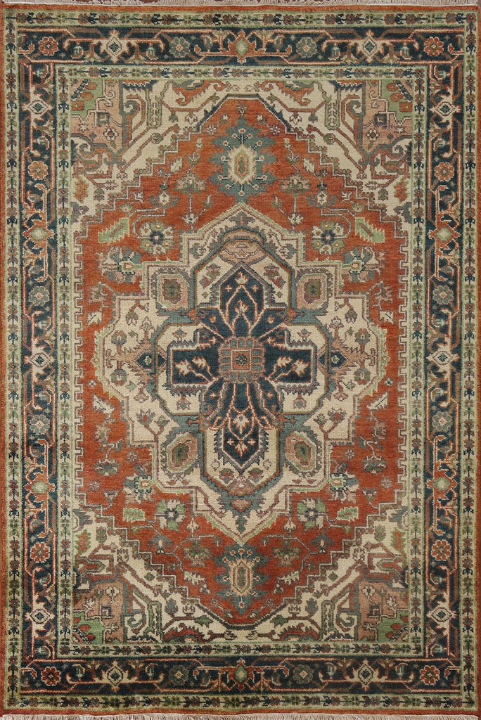 Geometric Wool Heriz Serapi Oriental Area Rug 4x6