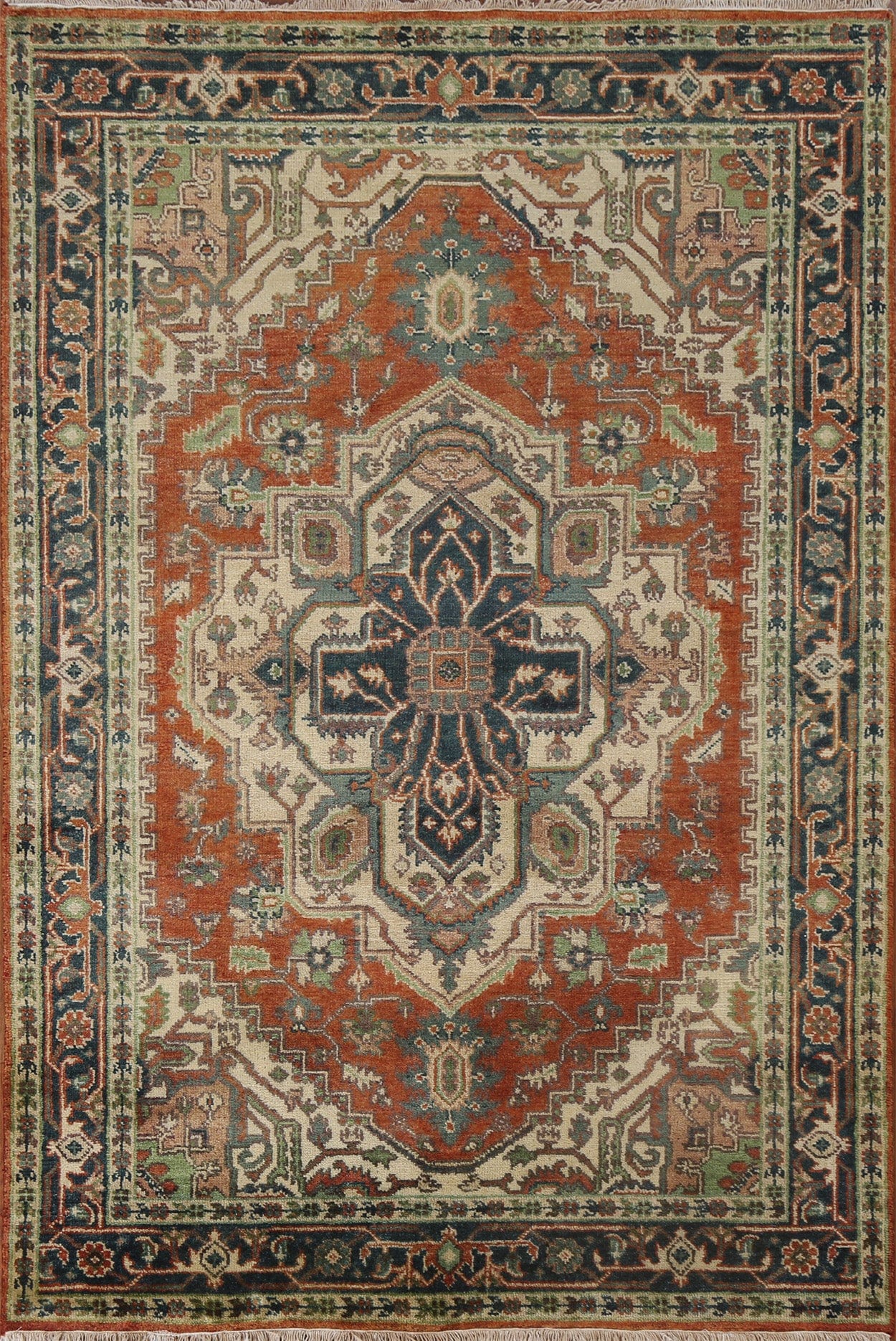 Geometric Wool Heriz Serapi Oriental Area Rug 4x6