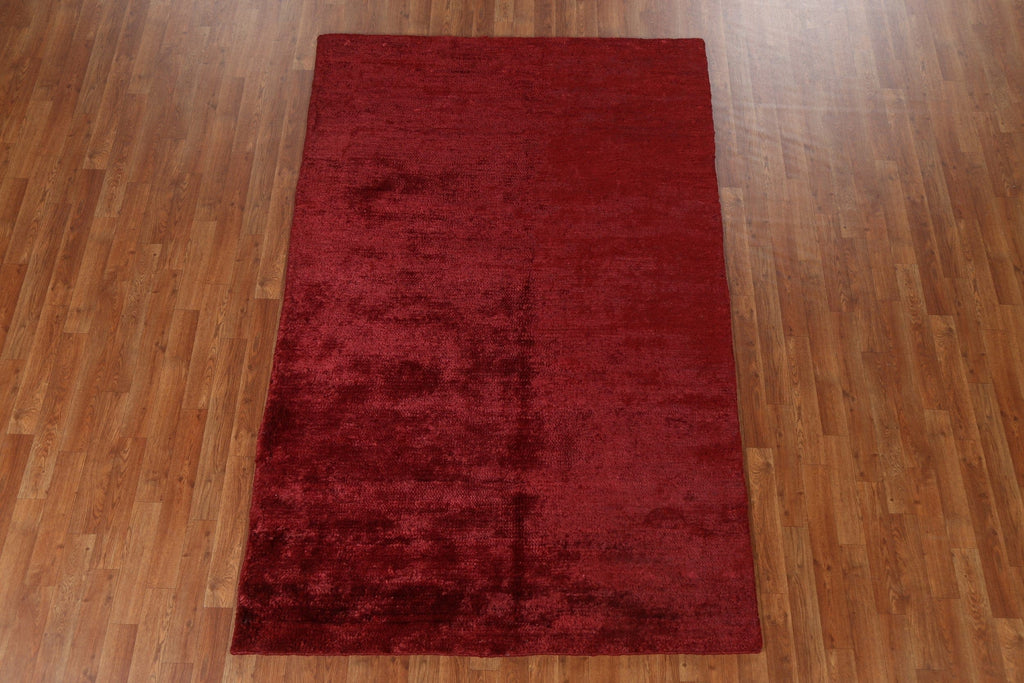 Red Wool & Jute Contemporary Oriental Rug 5x8