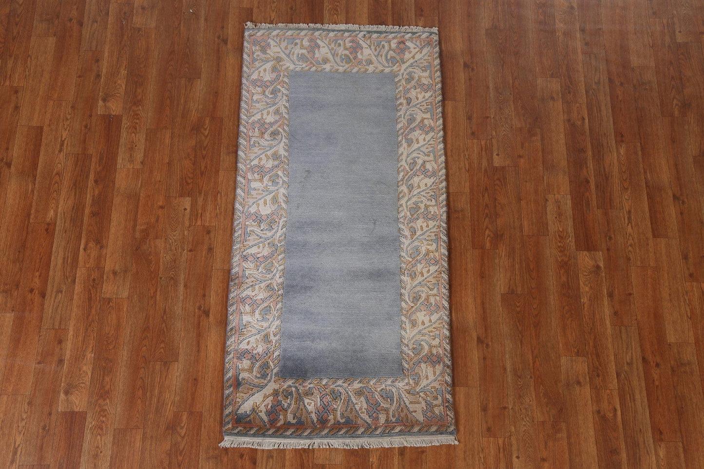 Bordered Wool Nepalese Oriental Runner Rug 2x5