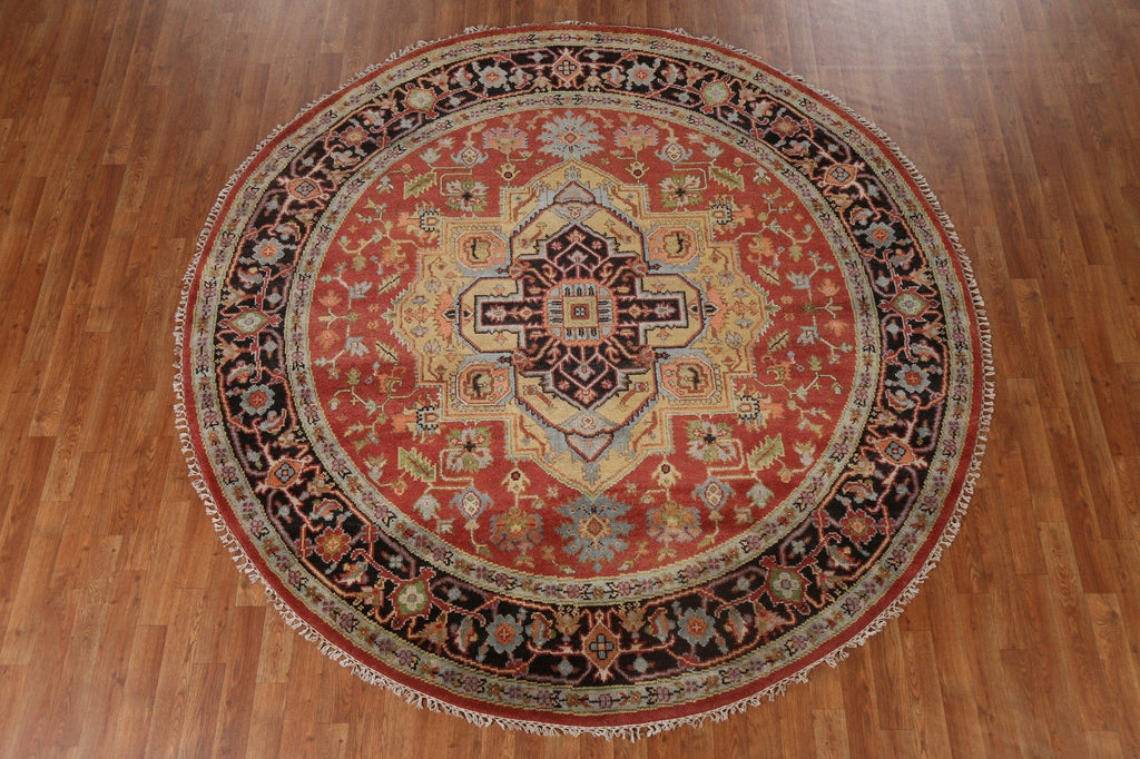 Geometric Heriz Serapi Oriental Round Rug 8x8