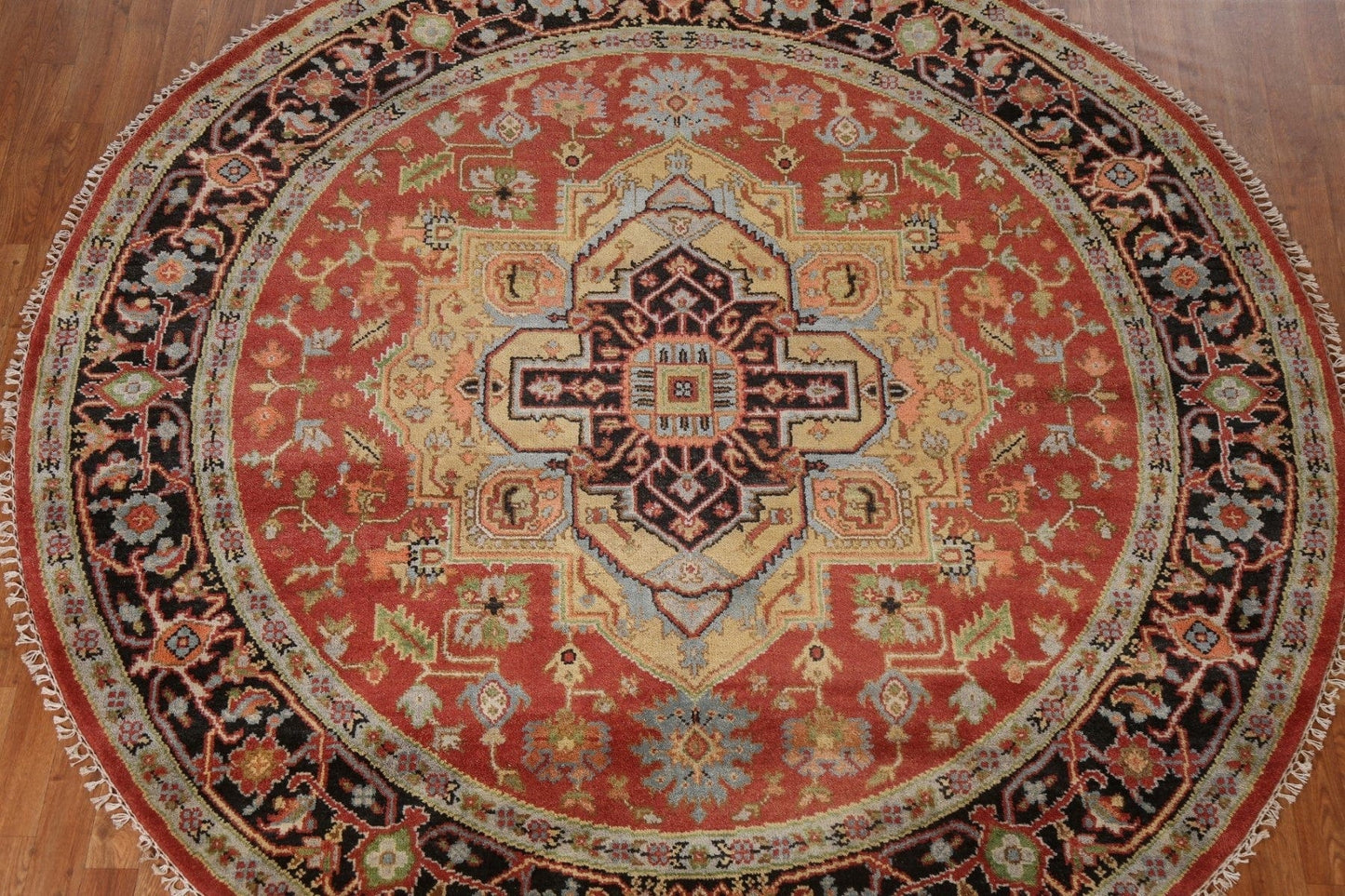 Geometric Heriz Serapi Oriental Round Rug 8x8