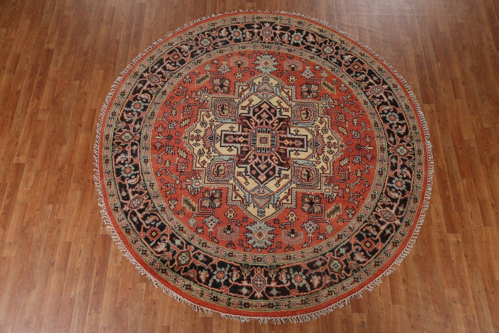 Geometric Wool Heriz Serapi Oriental Round Rug 8x8