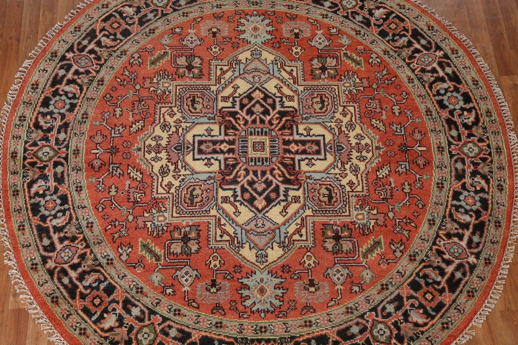 Geometric Wool Heriz Serapi Oriental Round Rug 8x8