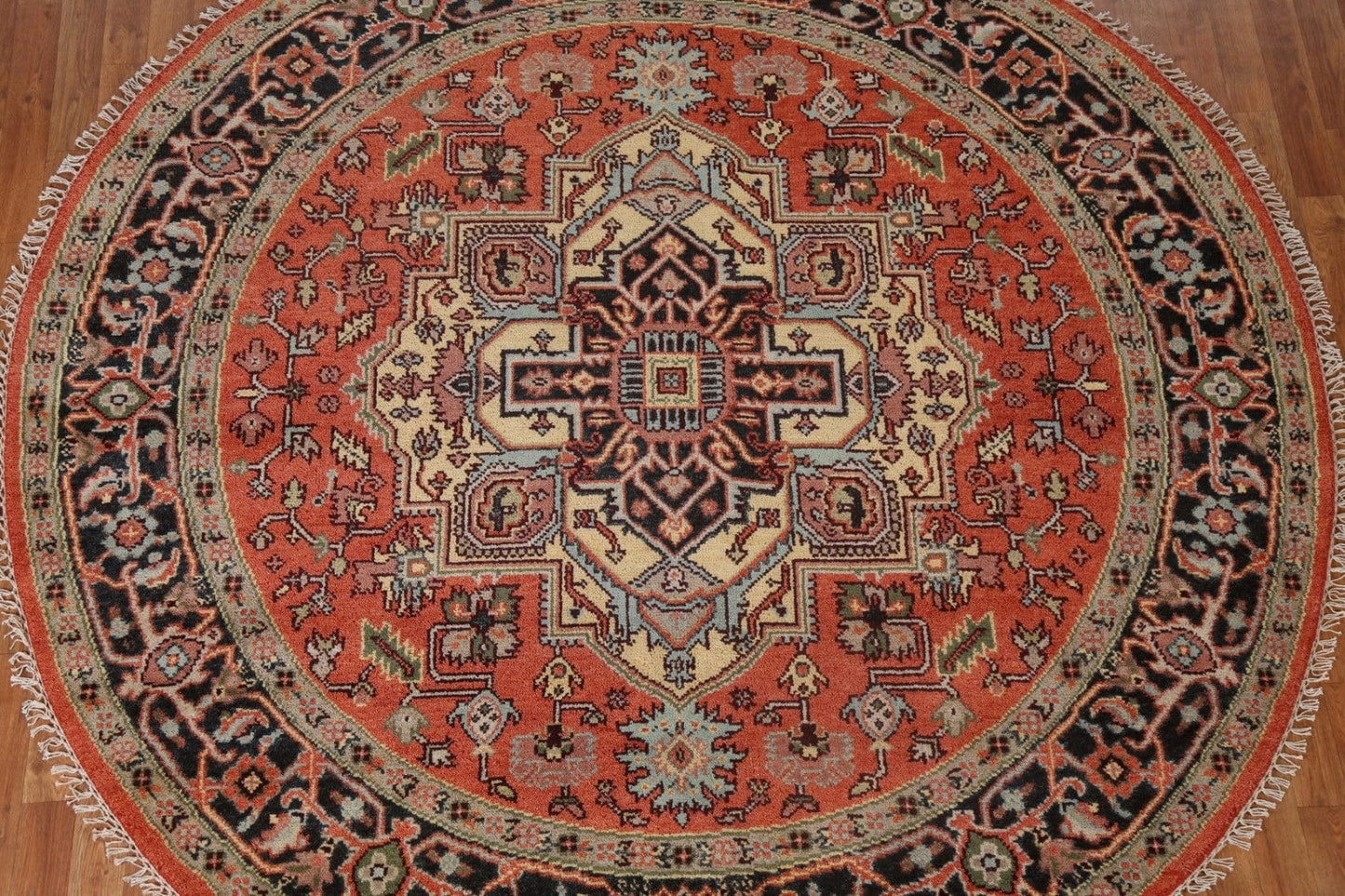 Geometric Wool Heriz Serapi Oriental Round Rug 8x8