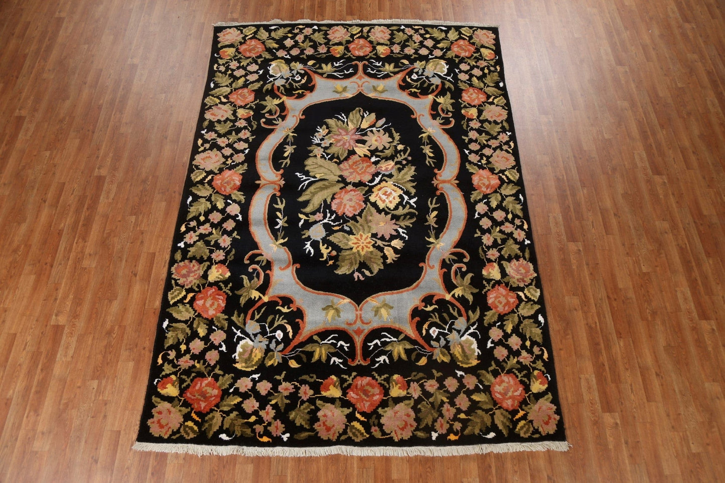 Vegetable Dye Floral Aubusson Oriental Wool Rug 7x10