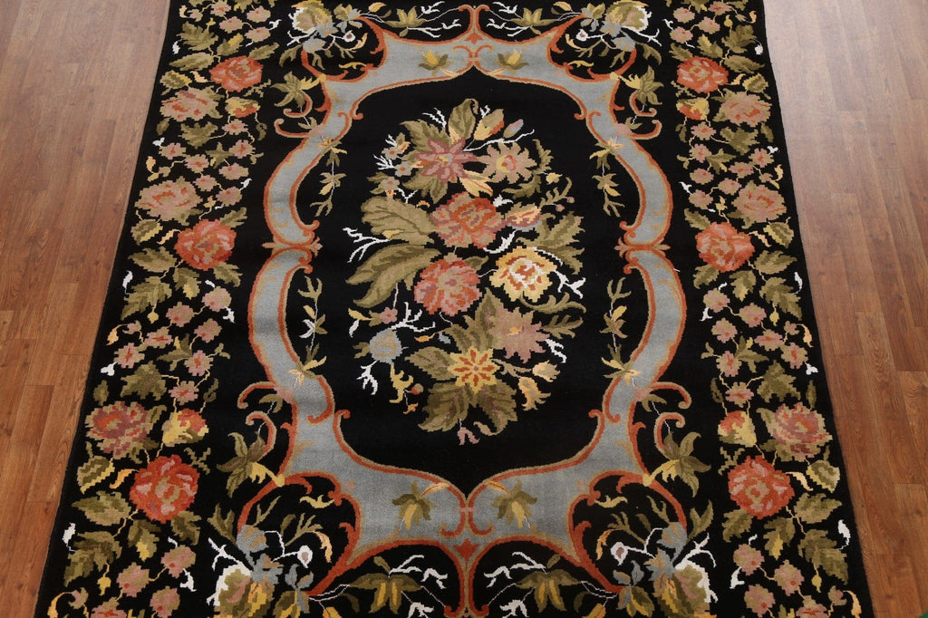 Vegetable Dye Floral Aubusson Oriental Wool Rug 7x10