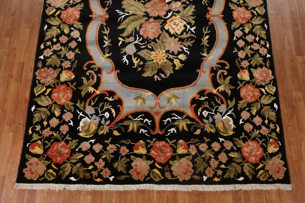 Vegetable Dye Floral Aubusson Oriental Wool Rug 7x10