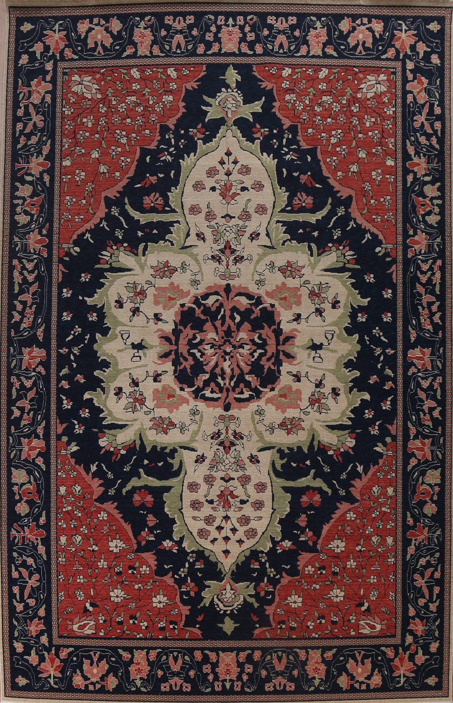 Hand-Knotted Sarouk Farahan Turkish Area Rug 10x13