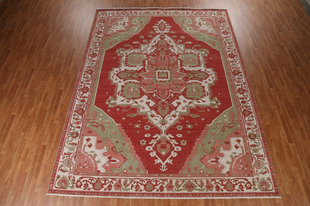 Hand-Knotted Heriz Serapi Turkish Rug 10x13