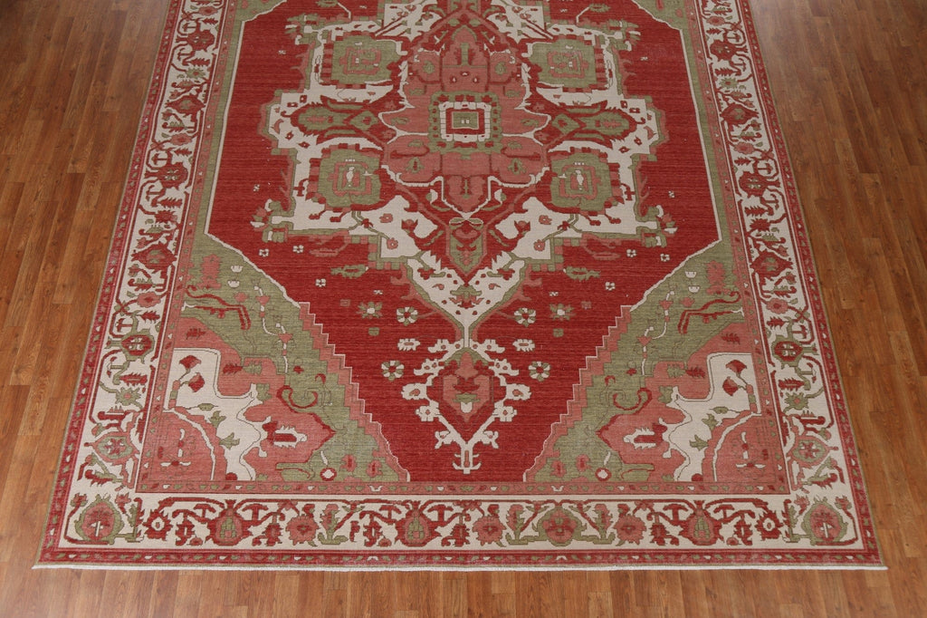 Hand-Knotted Heriz Serapi Turkish Rug 10x13