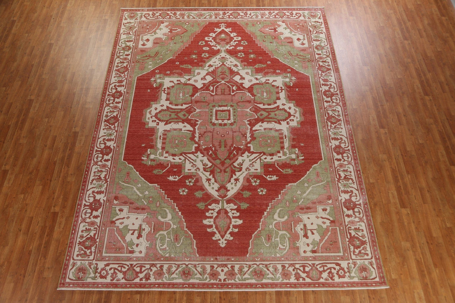 Hand-Knotted Heriz Serapi Turkish Area Rug 10x13