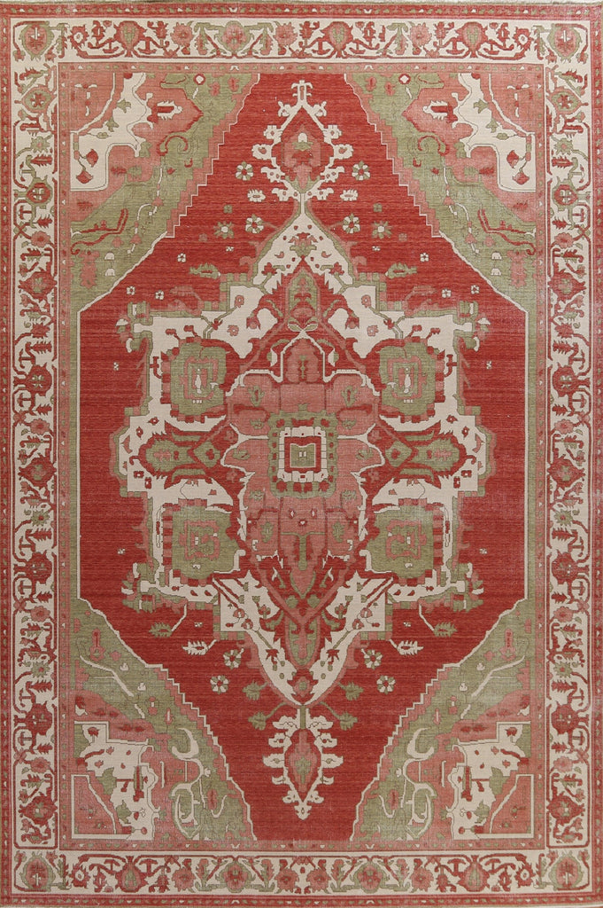 Hand-Knotted Heriz Serapi Turkish Area Rug 10x13