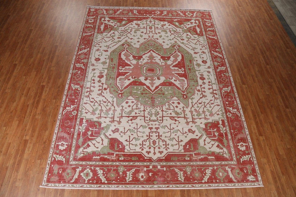 Hand-Knotted Heriz Serapi Turkish Wool Rug 10x13