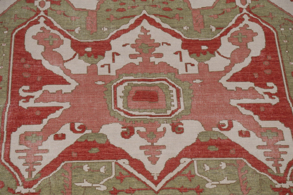 Hand-Knotted Heriz Serapi Turkish Wool Rug 10x13