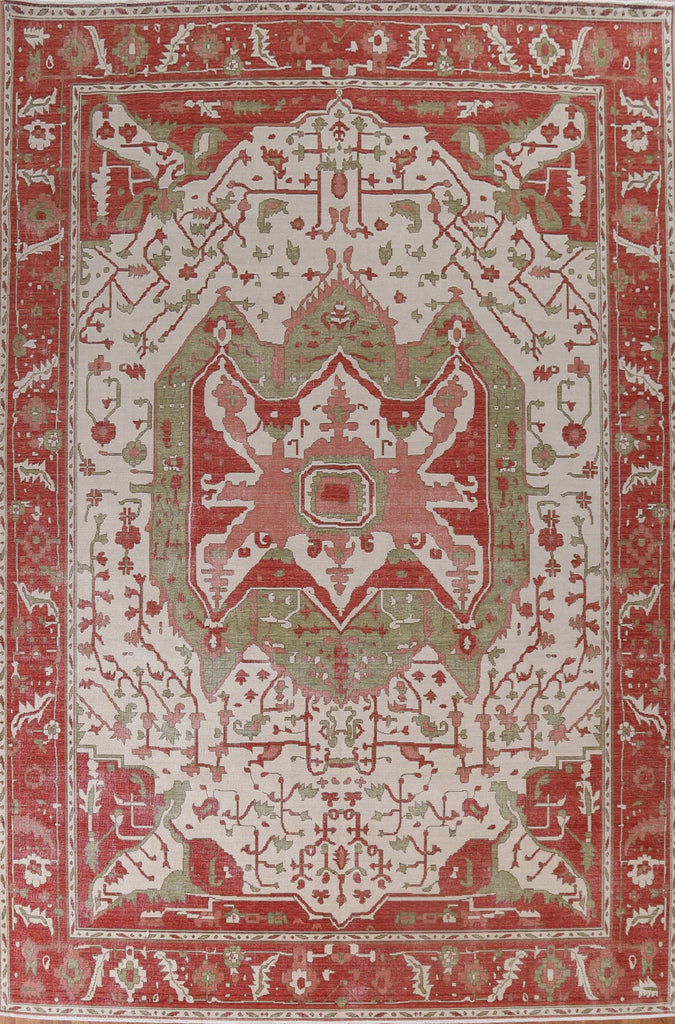 Hand-Knotted Heriz Serapi Turkish Wool Rug 10x13