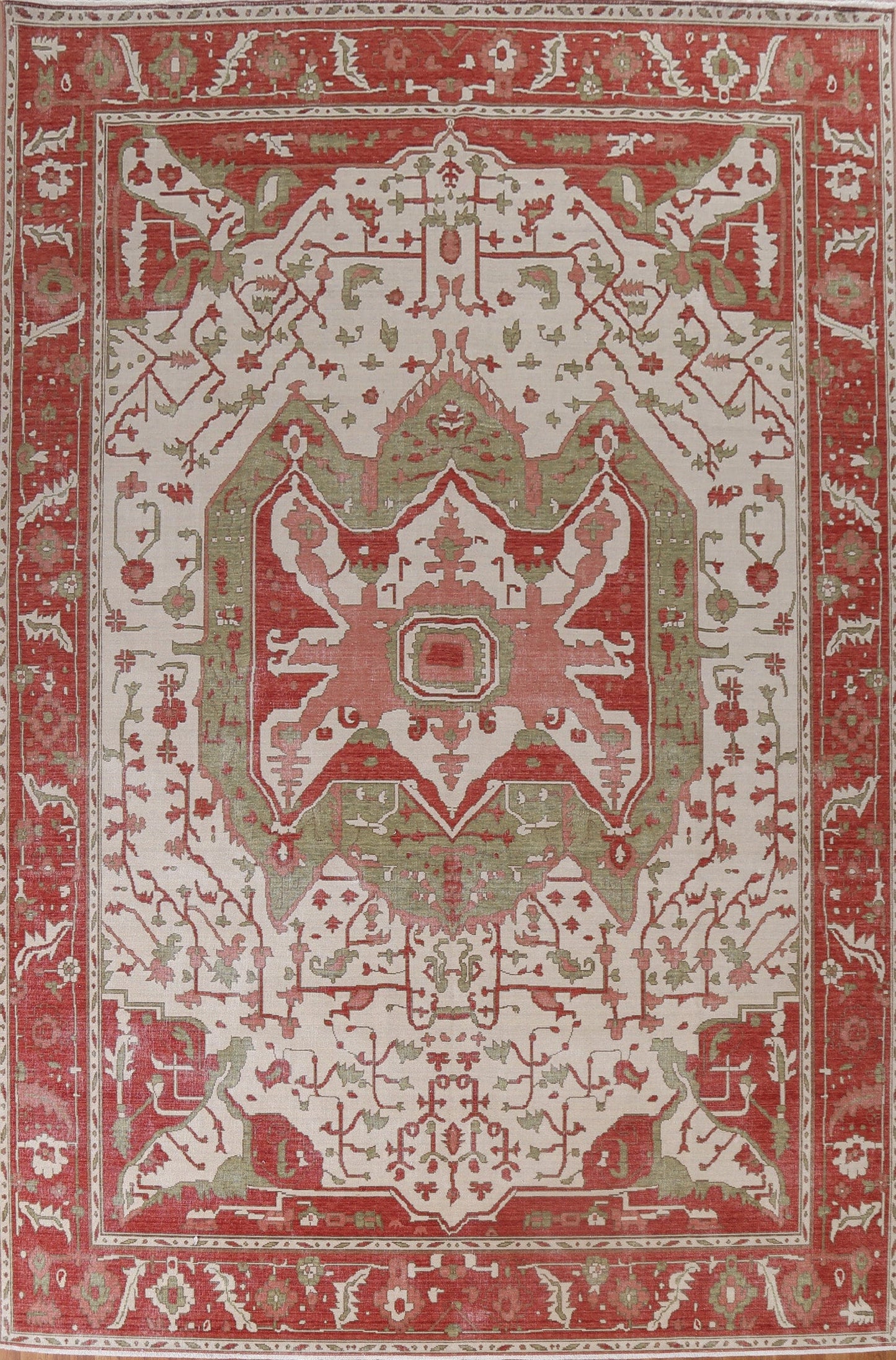 Hand-Knotted Heriz Serapi Turkish Wool Rug 10x13