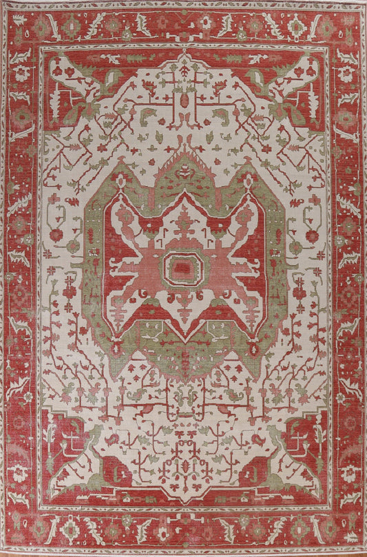 Hand-Knotted Heriz Serapi Turkish Wool Rug 10x13