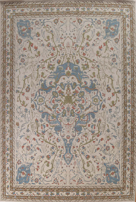 Hand-Knotted Oushak Wool Turkish Rug 10x13