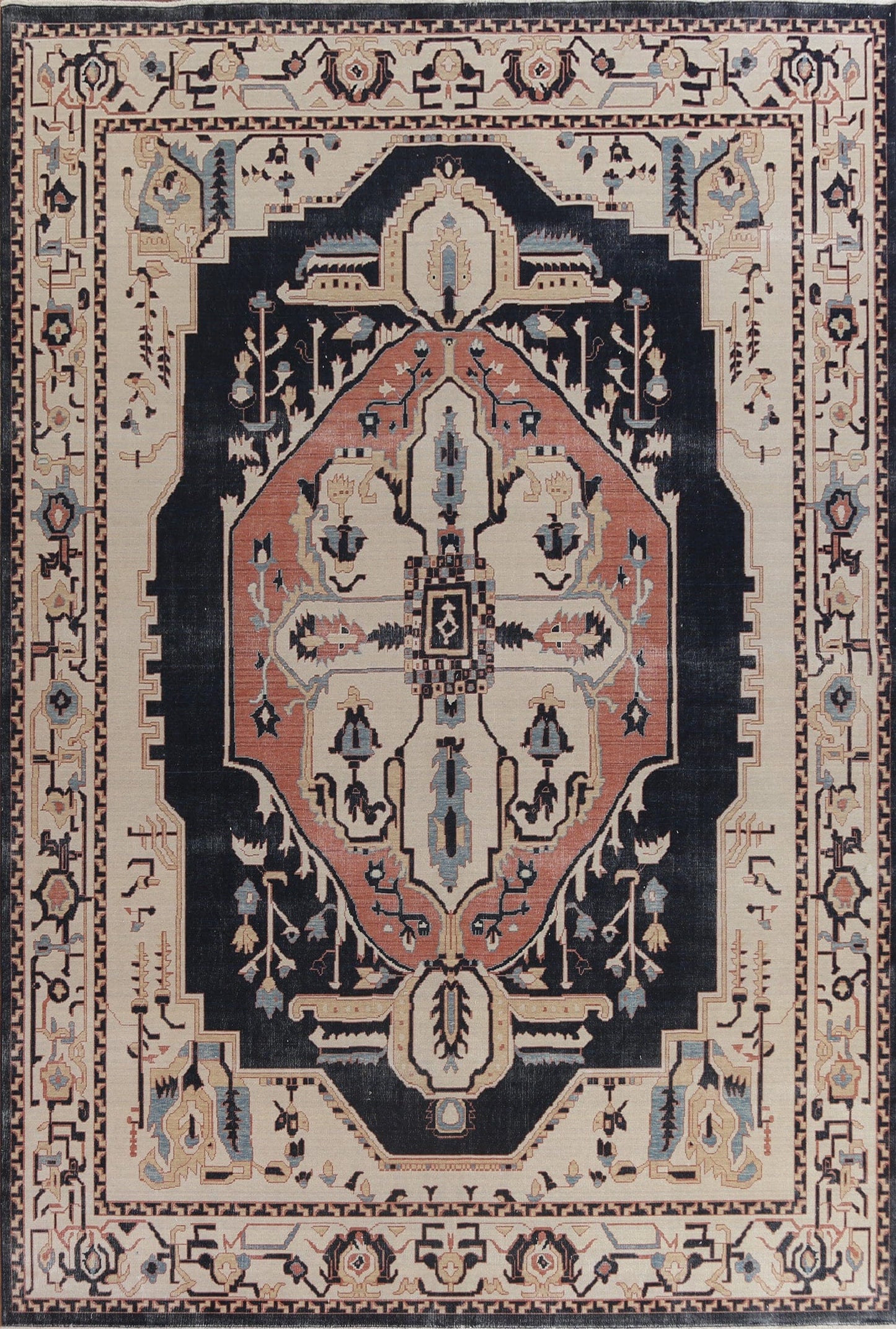 Geometric Heriz Serapi Turkish Handmade Rug 10x13