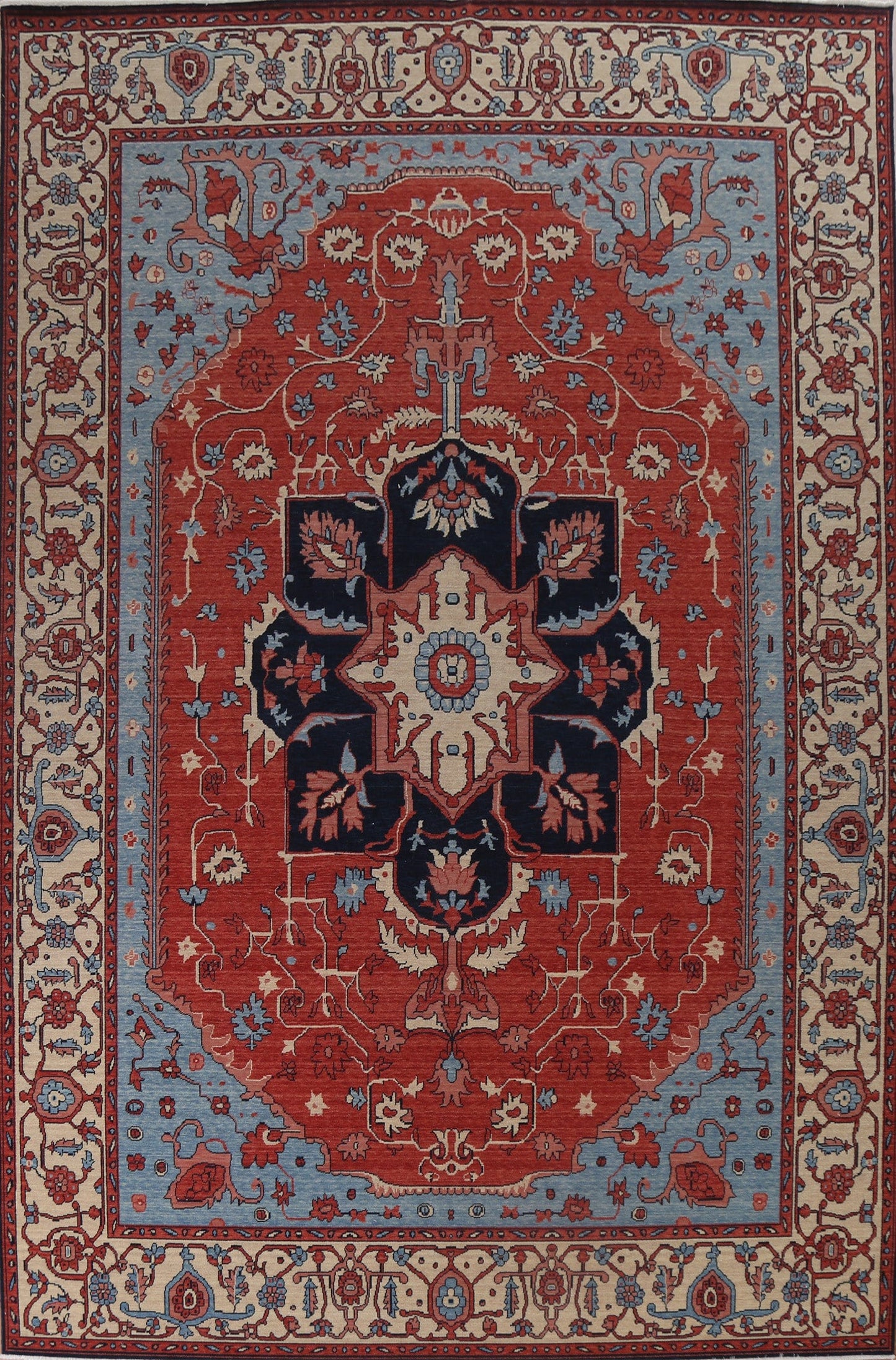 Wool Red Heriz Serapi Turkish Area Rug 10x13