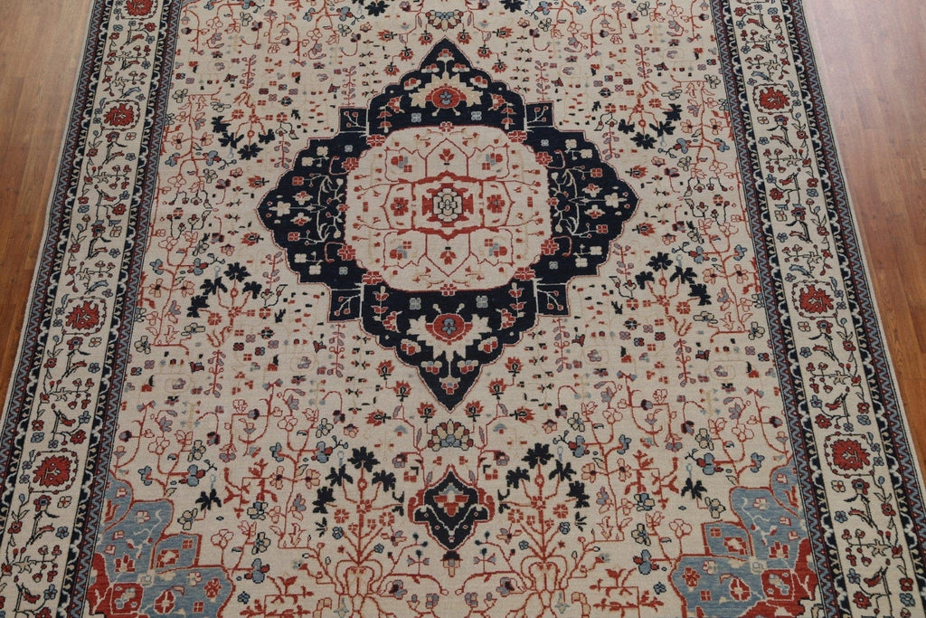 Hand-Knotted Kashan Mohtasham Turkish Area Rug 10x13