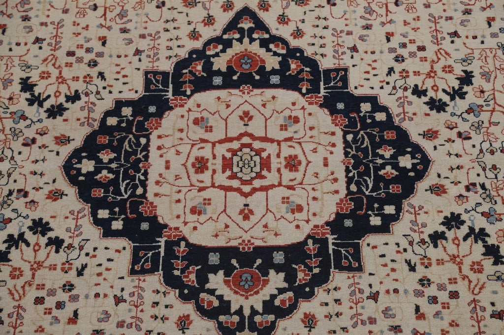 Hand-Knotted Kashan Mohtasham Turkish Area Rug 10x13